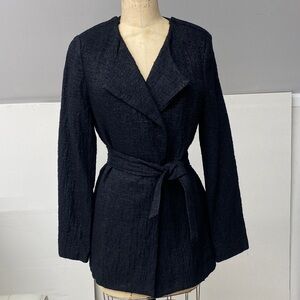 Rory Beca Midnight Black Belted Blazer 100 wool size 4. New without tags